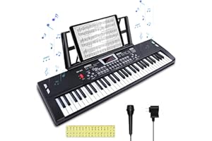 MASTERHOME 61 key keyboard piano，electric keyboard piano with Built-In Speaker Microphone, Sheet Music Stand and Power Supply, Portable Electronic Keyboard Piano for Beginners