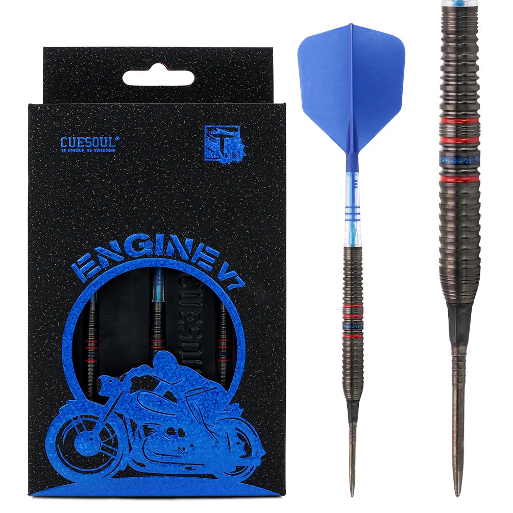 CUESOUL ENGINE V7 21g Steel Tip 90% Tungsten Dart Set with GEM STONE Finished and Unifying ROST T19 CARBON Flight