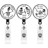 Tenare 3 Pieces Xray Badge Reel Retractable Radiology Tech Gifts Day of The Dead Badge Reel Holder Bones Skeleton Skull Chest Patterns for Nurse Doctor ID Cards(Funny Skull)