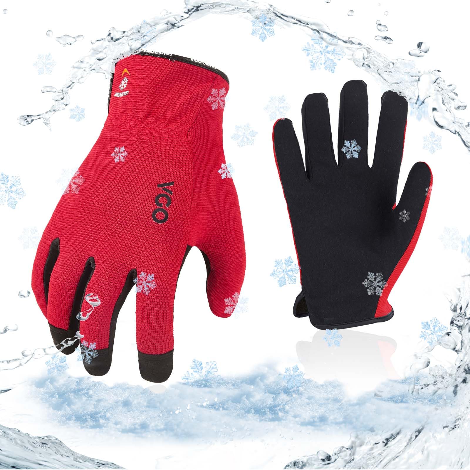 Vgo... 1Pair 5℃/41°F Winter Work Gloves, Cold Weather Safety Work Gloves,Cold Storage or Freezer Glove AL8736FL(Red,S)