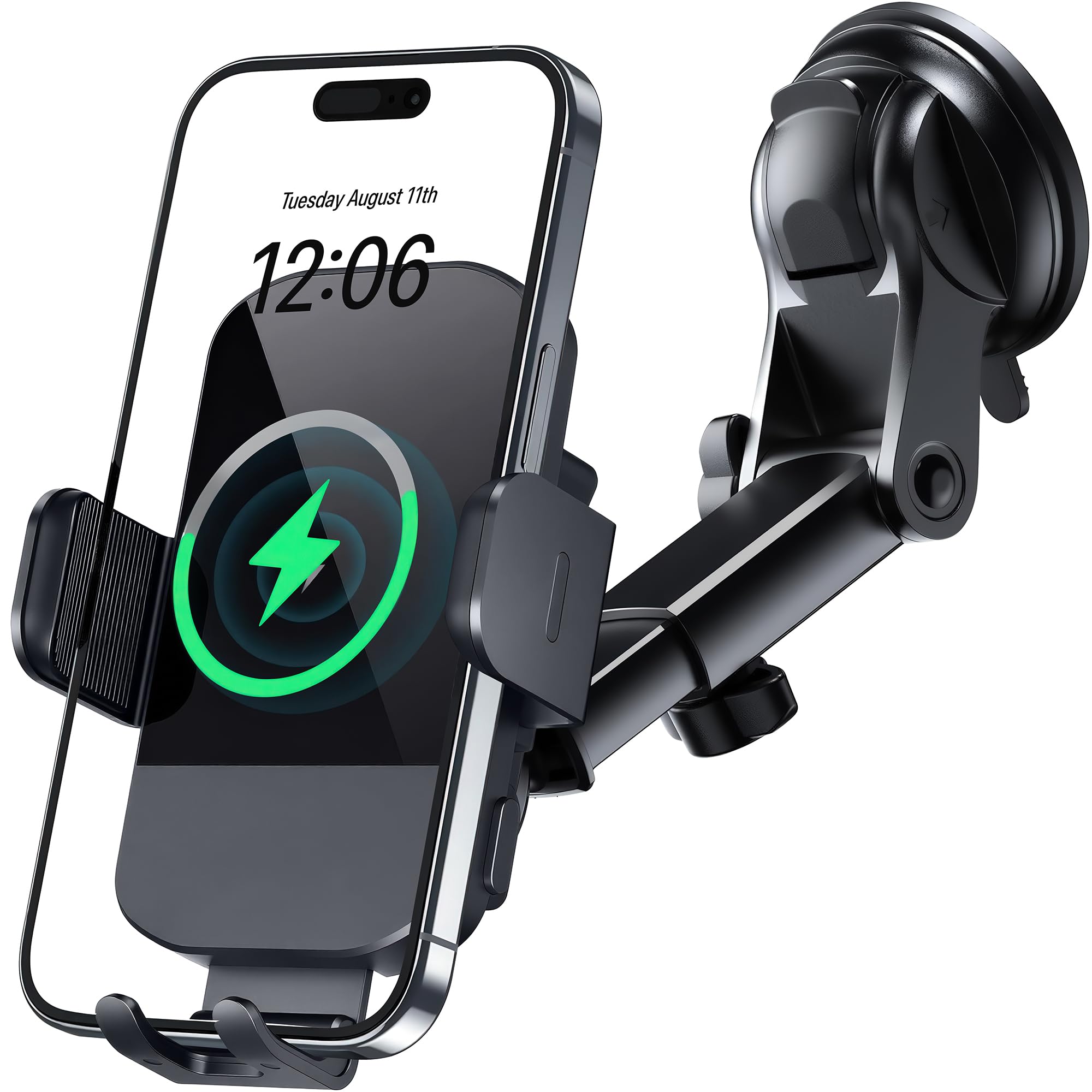 Wireless Car Charger, 15W Fast Charging Car Phone Holder Wireless Charger with Auto Clamping Air Vent Car Phone Mount for iPhone 16/15 Pro Max/14/13/12, Galaxy S24 Ultra/S23/S22, Pixel