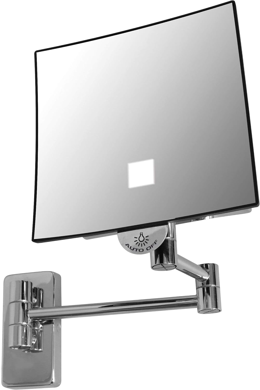 JVD 866610 Eclips Illuminated Magnifying Mirror, Square, with Brass Arm