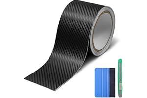 Lypumso Carbon Fiber Vinyl Tape with Tools Kits, Chrome Delete Vinyl Wrap for Blackout Car Door Edge Guard Door Sill Window Trim Protector (3D Black, 3in x 30ft)