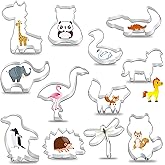 FACATH Animal Cookie Cutter Set for Kids, Cookie Cutter Set of 12 Piece, Stainless Steel Biscuit Cutters Molds with Fox, Giraffe, Squirrel, Penguin, Hedgehog, Crocodile, Horse, Elephant Shapes