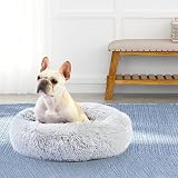 Enjamoy Plush Donut Dog Bed Calming Round Grey 70cm view 6