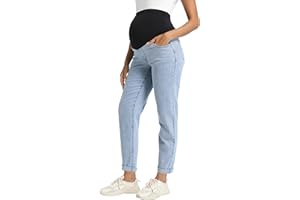 Foucome Women's Maternity Jeans Stretchy High Waist Pregnancy Boyfriend Denim Pants