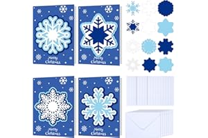 Dispowreath 24 Pcs DIY Christmas Card Making Kits with Envelopes DIY Christmas Craft Make Your Own Snowflakes Greeting Card Making Supplies for Holiday Xmas Party Decoration Favor