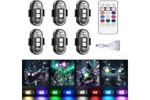 MECHAZHE 6-Pack Wireless LED Strobe Remote Lights | 8 Colors, Anti-Collision & Waterproof | Emergency Flash for Car, Motorcycle, Bike, Drone | Ideal for Holiday Ambiance