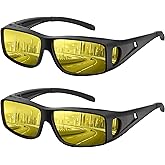 Fanshen Night Driving Glasses for Men Women, Fit Over Night Vision Glasses Anti Glare Polarized Lens with UV Protection