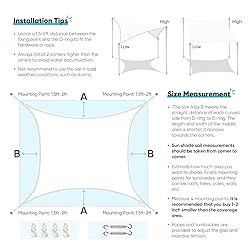 Quictent 24X24FT 185G HDPE Square Sun Shade Sail