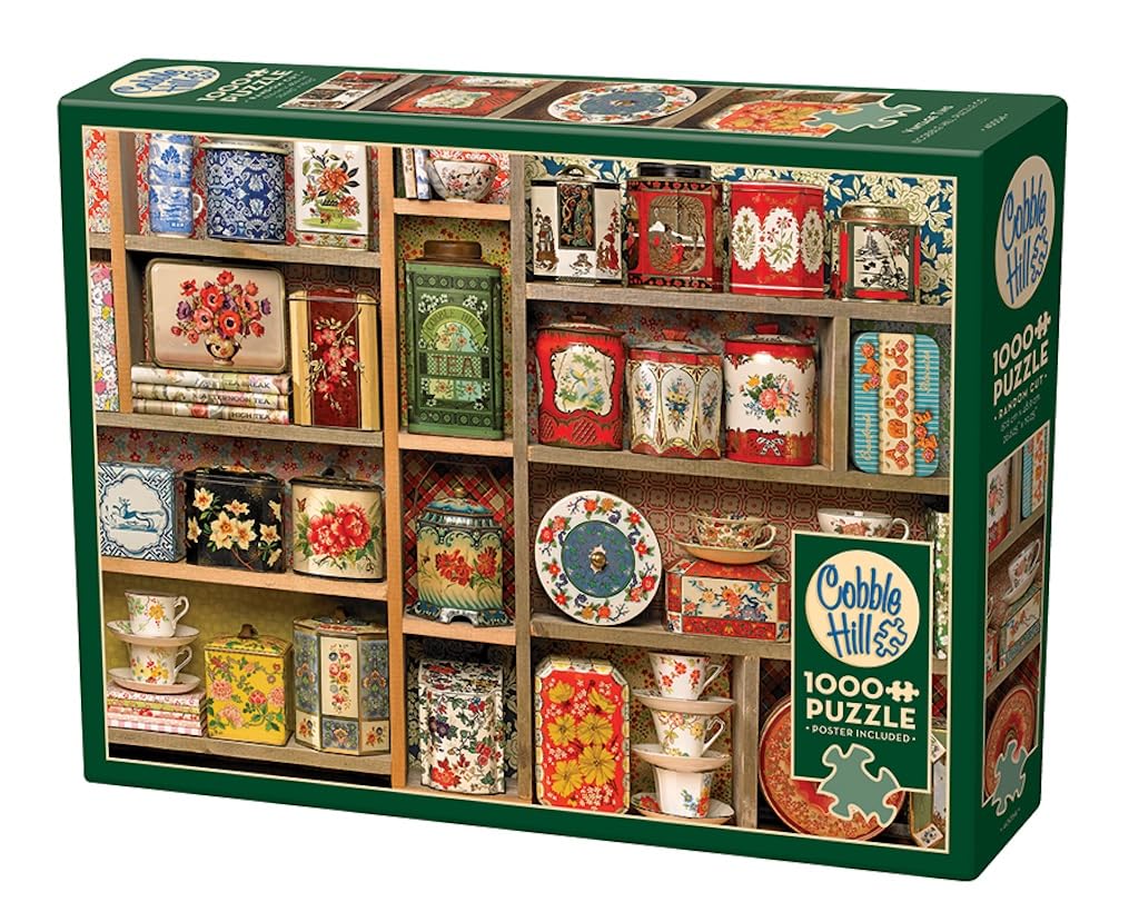 Cobble Hill 1000 Piece Puzzle - Vintage Tins - Sample Poster Included