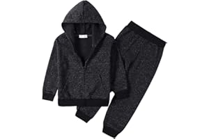 Monvecle Little to Big Boys' Velour & Fleece Hoodie Tracksuit Sweatshirt Top + Sweatpant Velvet Fleece Jogger 2pcs Set