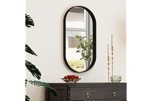 Easly 30 X 17 Inch Oval Mirrors for Bathroom - Wall Mirror for Bathroom Black Framed Bathroom Mirror, Modern Mirror for Wall with Rounded Corners Entryway Decorative Farmhouse Vanity Mirror