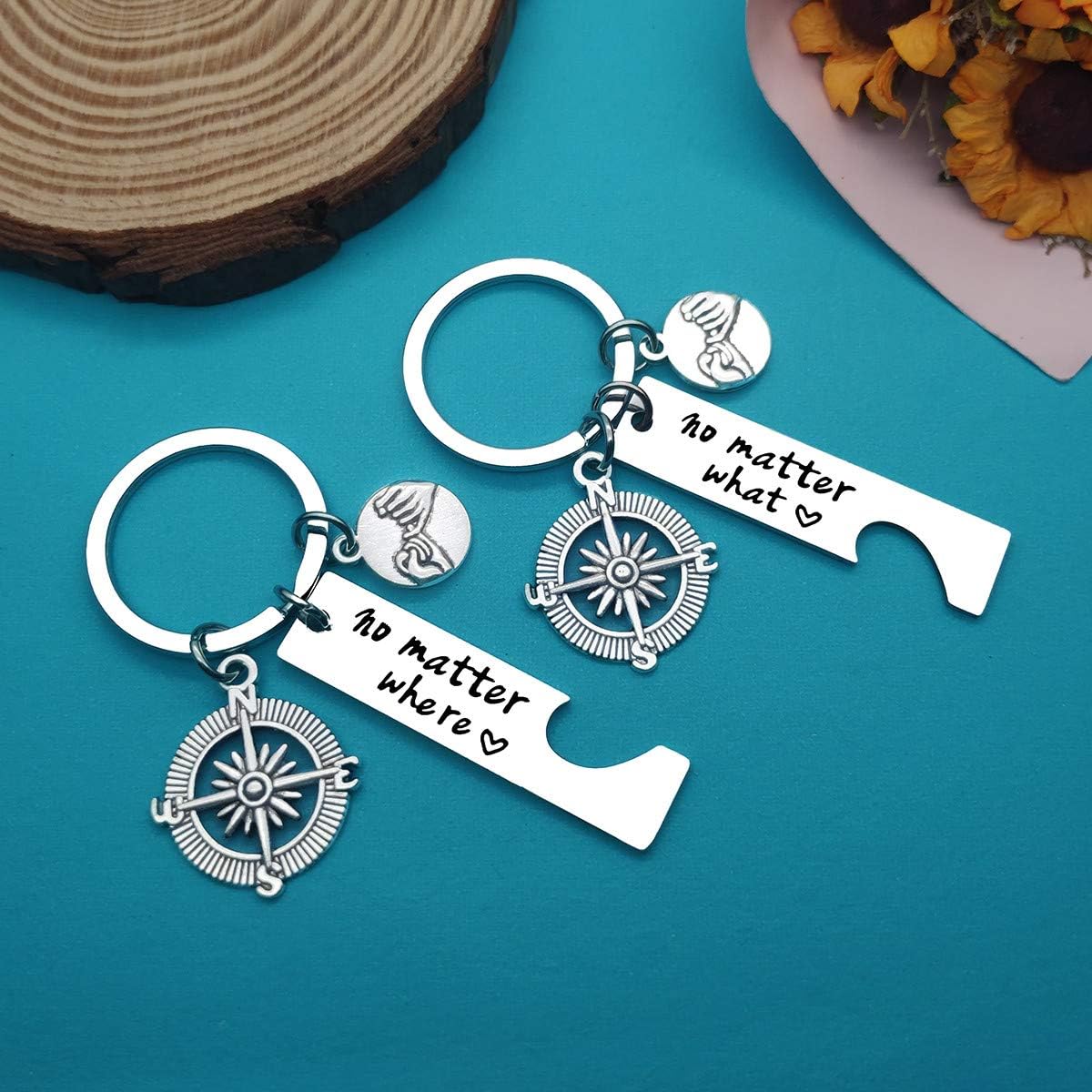 Huwujiu Best Friend Gift Keyring Friendship Keyring No Matter What No Matter Where Keyring Set Long Distance Friendship Gift Christmas Birthday Gift for Friends - Image 3