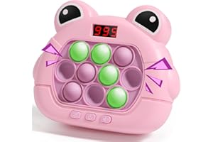 olloiig Pop Fidget Kids Games Toy, Fast Push Bubble Game with LED Screen for Kids 3-12, Handheld Quick Push Game, Autism Sensory Toys, Birthday Xmas Gifts for Boys, Girls, Adults (S Eyes Frog Pink)