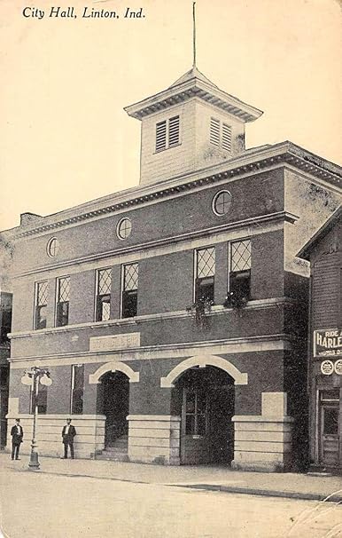 Linton Indiana City Hall Street View Antique Postcard K104688 at Amazon