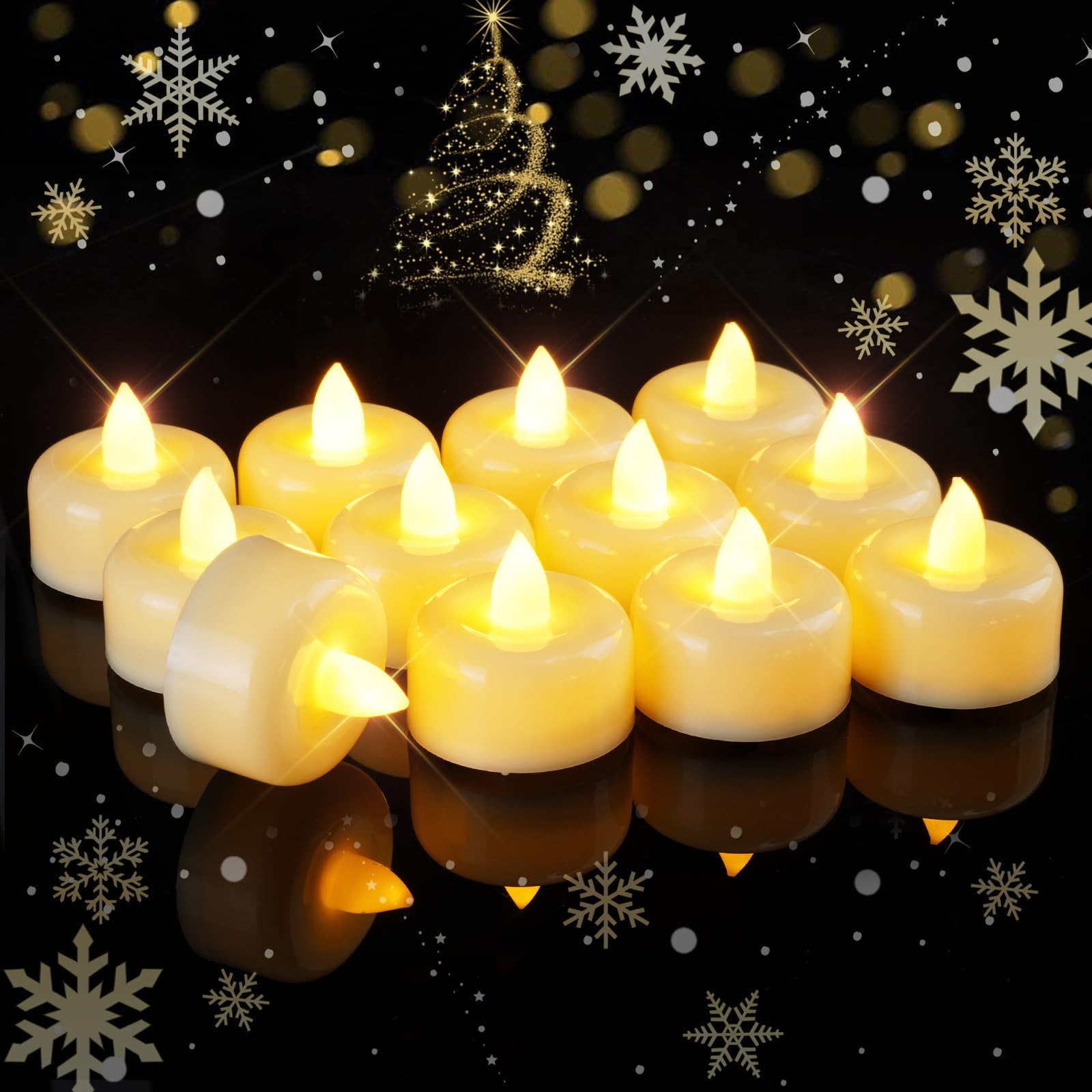 Photo 1 of Raycare 50Pack Flameless Candles, Battery Operated LED Tea Lights, Long Lasting Fake Candles, Electric Candles for Wedding, Holiday Party, Centerpieces, Home Decor, Halloween, Christmas