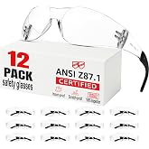 Hoqiwild Safety Glasses Men Women 12 pack, Z87 Safety Glasses with Scratch&amp;Impact-Resistant lens, clear safety glasses with Ansi Z87.1 certification for construction, lab, lawnwork,workshop