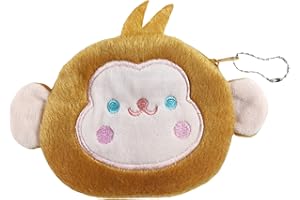 BRTOO Cute Coin Purse Plush Animal Coin Pouch Small Funny Kawaii Change Purses with Zipper Mini Cute Wallet Shark Bag for Women & Girl (Monkey)