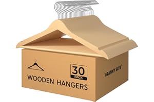 GRANNY SAYS Clothes Hangers for Closet, 30 Pack Wood Hanger, Heavy Duty Wooden Hangers for Coats, Suits, Pants, Natural Wood Color