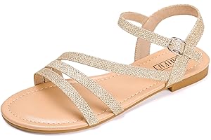 IDIFU Strappy Sandals for Women Dressy Summer Flat Sandals with Back Strap Open Toe Slingback Ankle Strap Sandals Wedding Bridal Prom Bride Bridesmaid Sandals Comfortable Cute Casual Dress Sandals