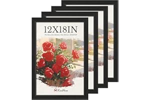 KissNow 12x18 Poster Frame 4 Pack, Textured Black Solid Wood Picture Frame, Wall Hanging