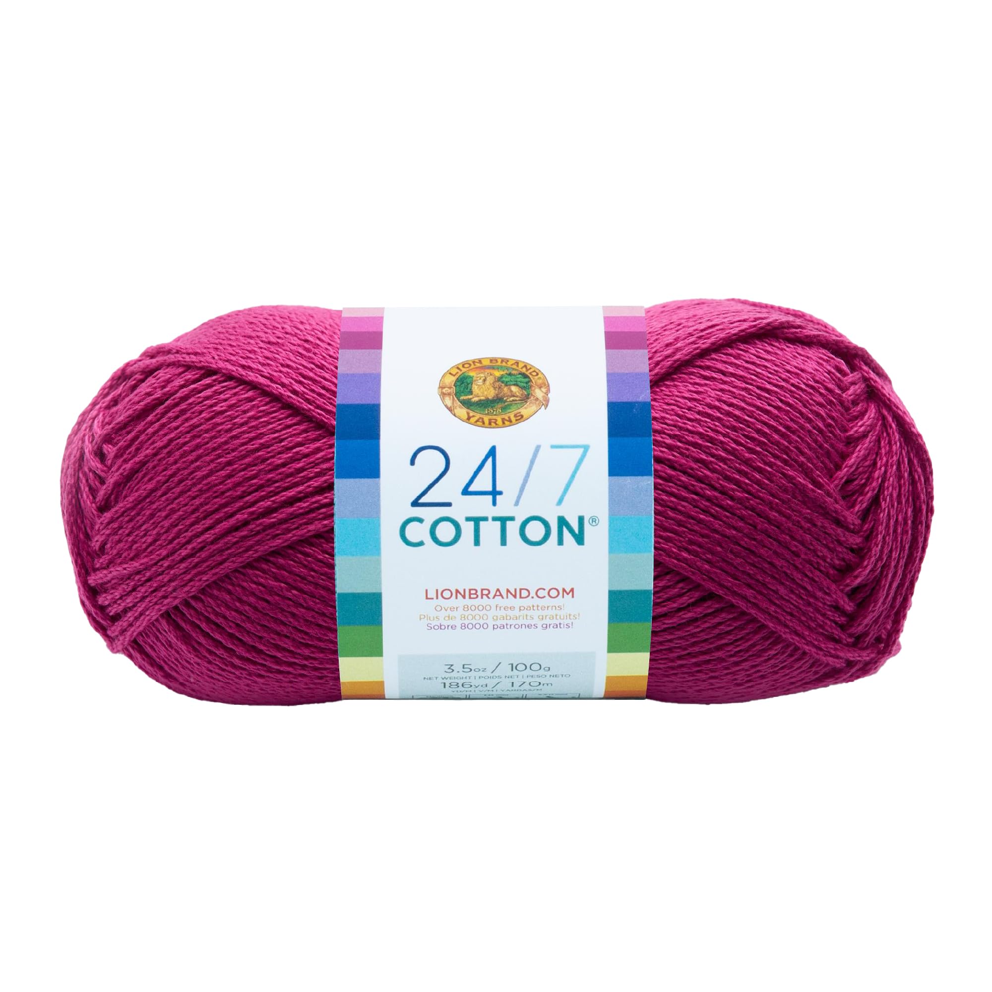 Lion Brand Yarn Company Cotton Yarn, 100 Percent Cotton, Rose,15.24x6.35x6.35 cm — image 1
