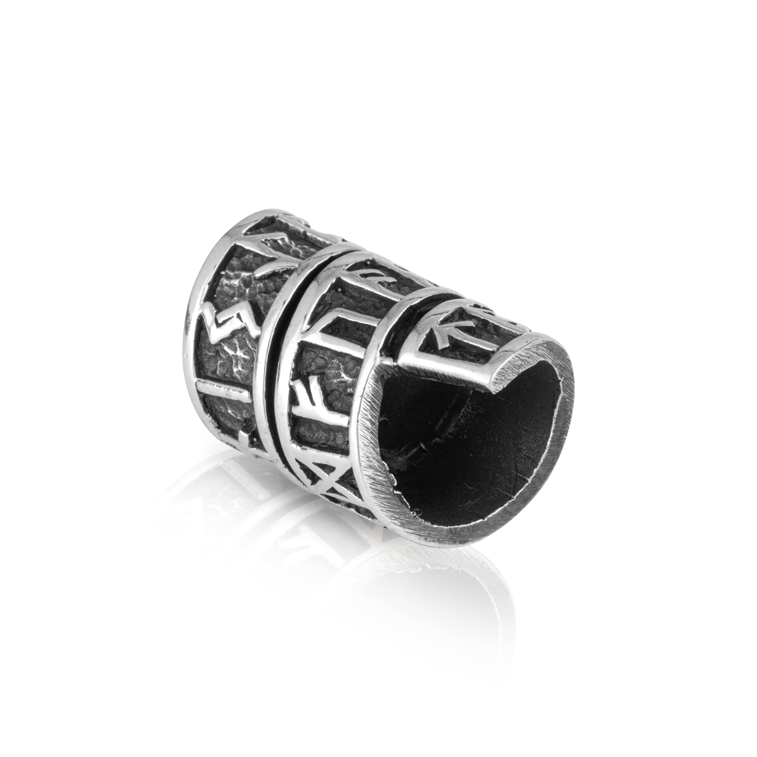 NKlaus 2,3g Beard Bead Runic Row Futhark Ø-Inner 6mm 925 Sterling Silver Celtic 3494