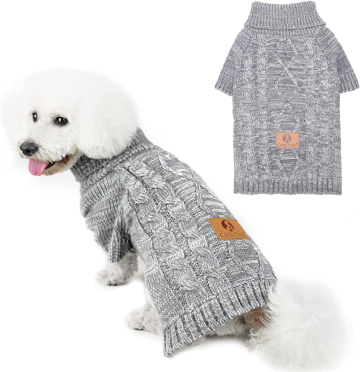 KOOLTAIL Turtleneck Dog Jumper for Small Medium Large Dogs, Soft & Warm Autumn Winter Pullover Sweater Coat, Comfortable Dog Knitted Winter Clothes Outfit for Boys Girls