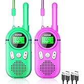 Wcfish Walkie Talkies for Kids Rechargeable 2 Pack, Providing 48hrs Working Time and Long Range of 3KMs, Best Gift for Kids Aged 3-12 Years
