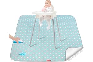 MOONSEA Splat Mat for Under High Chair Mat, 42x46 Inch, Mealtime Baby Splat Mat for Art/Crafts/Playtime, Waterproof Splash Mat, Machine Washable Portable Picnic Floor Mat Baby Feeding Table Cloth
