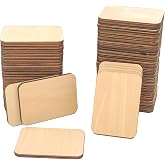 60 Pieces Unfinished Basswood Rectangles 2.5x3.5 in 3/16 Thick Plywood Tiles for Burning Painting Crafts
