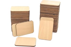 CREGUGUA 60 Pieces Unfinished Basswood Rectangles 2.5x3.5 in 3/16 Thick Plywood Tiles for Burning Painting Crafts