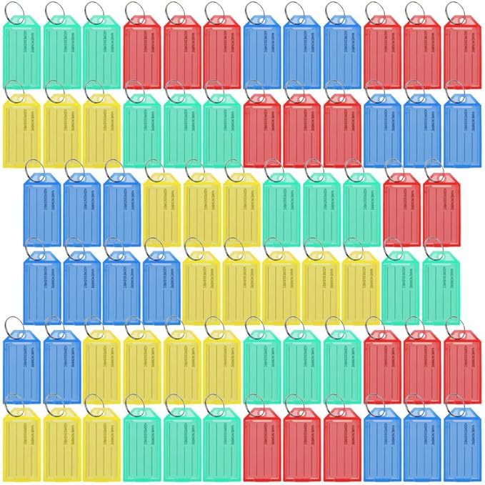 Lictin 70 Schlüsselanhänger, Schlüsselschilder, Kofferanhänger, bunt gemischt, mit auswechselbarem Etikett (Mehrfarbig)