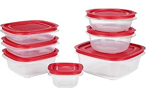 Rubbermaid EasyStore Square and Round Containers, 14-Piece Set, Food Storage Containers, Food Storage Containers with Lids