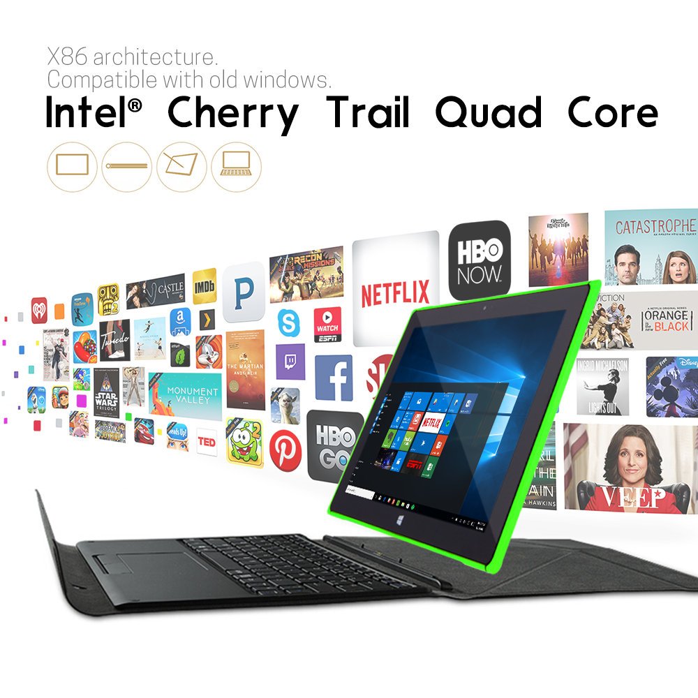 iRULU Walknbook 2 Tablet/Laptop 2-in-1(W20) Windows 10 Notebook & Computer with Detachable Keyboard Intel Quad Core Processor Perfect for Work Games & Entertainment 2+32 GB Storage Green