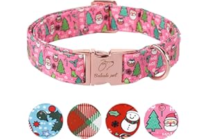 Babole Pet Christmas Dog Collar for Medium Dogs - Design Cute Winter Festival Collars Adjustable Santa Claus Pet Metal Buckle Collar for Puppy Girl Boy Female Dogs M