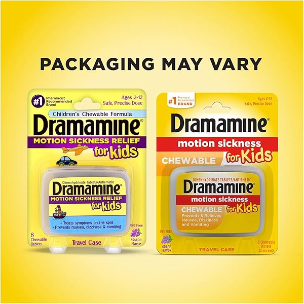 DRAMAMINE MOTION SICKNESS RELIEF FOR KIDS | CHEWABLE GRAPE | 8 COUNT