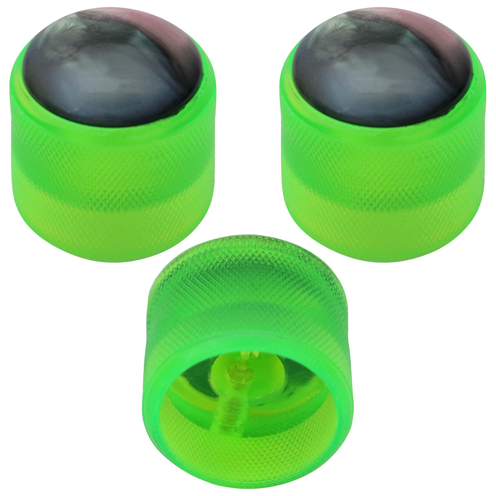 Pack of 3 6mm Round Hole Translucent Colour Abalone Style Domed Top Guitar Tone/Volume Control Knob (Green)
