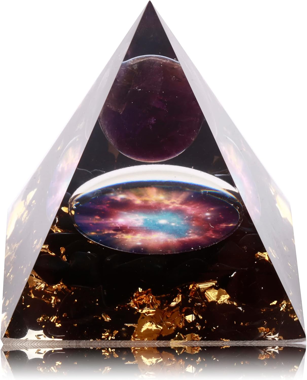 Mixed Media - Yogmudra Orgone Pyramid Postive Energy, Amethyst Chakra Orgonites Pyramid, Orgonite Pyramid for Success, Energy Generator Healing Crystal Pyramid (Galaxy Space)
