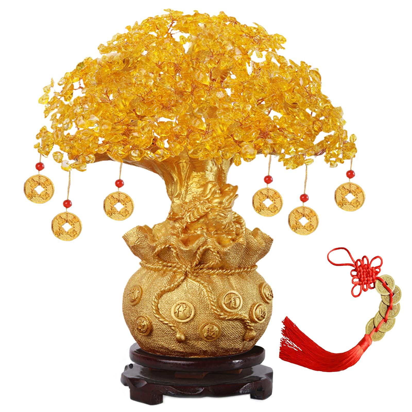 Eterspr Money Tree Feng Shui Bonsai Gold Lucky Tree Money Tree Feng Shui Home Office Shop Decoration