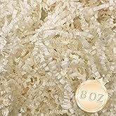 Zankubom 1/2LB Ivory Crinkle Cut Paper Shred Filler Great for Gift Wrapping, Beige Basket Fillers, Birthday, Gift Wrapping, Anniversary, Halloween Thanksgiving Christmas Party Decor Filling Supplies
