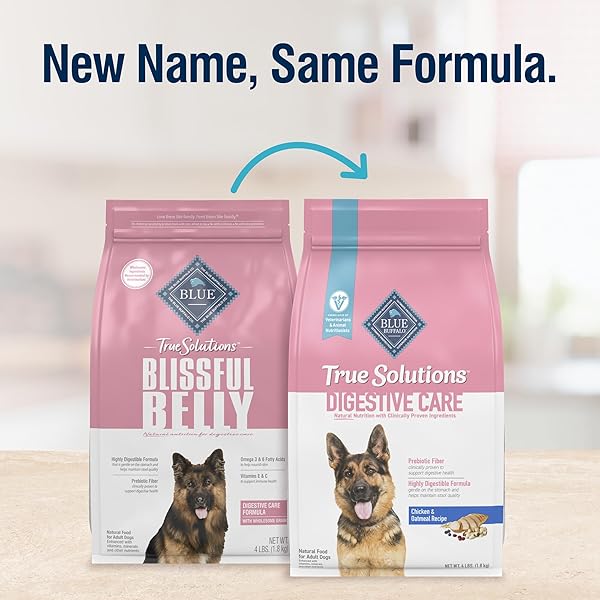 BLUE BUFFALO TRUE SOLUTIONS DIGESTIVE CARE NATURAL DRY DOG FOOD FOR ADULT DOGS, CHICKEN, 4-LB. BAG