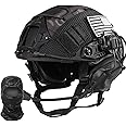 TUMHUTS Tactical Helmet with Headset,Adjustable Helmet with Helmet Cover and Fcae Mask for Cosplay Military Tactical Airsoft Gear