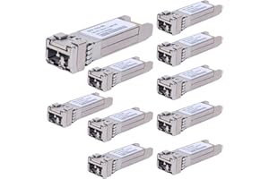 VFLTOOL 10Pack 10GBase-SR SFP+ Transceiver, SFP Multi-mode LC Module, 10G 850nm MMF up to 300 Meters, Compatible with Cisco SFP-10G-SR,Meraki MA-SFP-10GB-SR,Ubiquiti UF-MM-10G,Mikrotik,Netgear,D-Link and More
