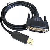 Washinglee USB Programming Cable for Fanuc CNC DNC, USB to DB25 Male Console Cable for Fanuc, Built in FTDI Chip (6FT/1.8M)