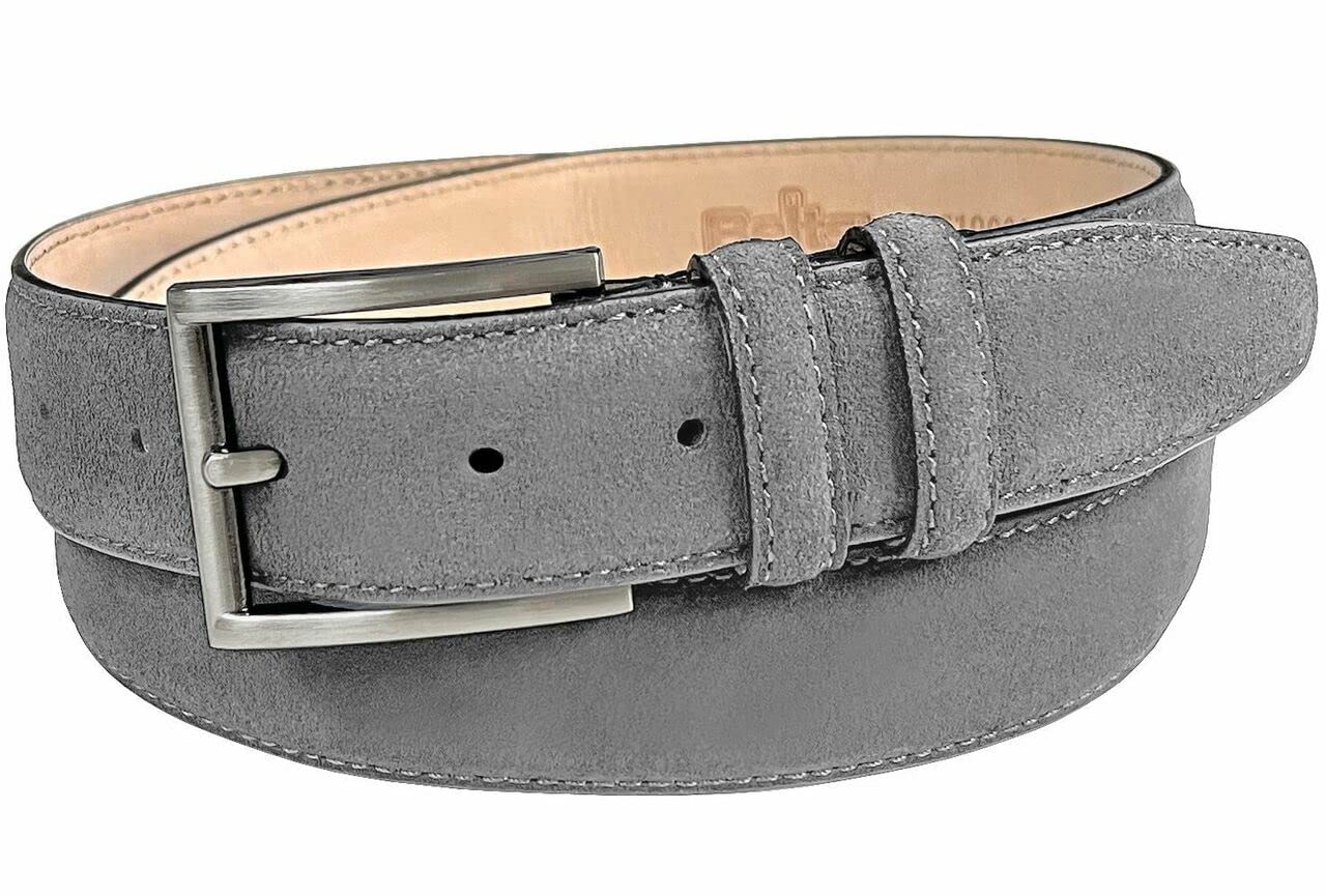 Photo 1 of 19000 Men's Suede Belt Genuine Leather Casual Dress Belt 1-3/8"(35mm) Wide (Gray, 44)