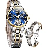 OLEVS Automatic Women Watches Diamond Tourbillon Dress Wrist Watches Moon Phase Waterproof Luminous