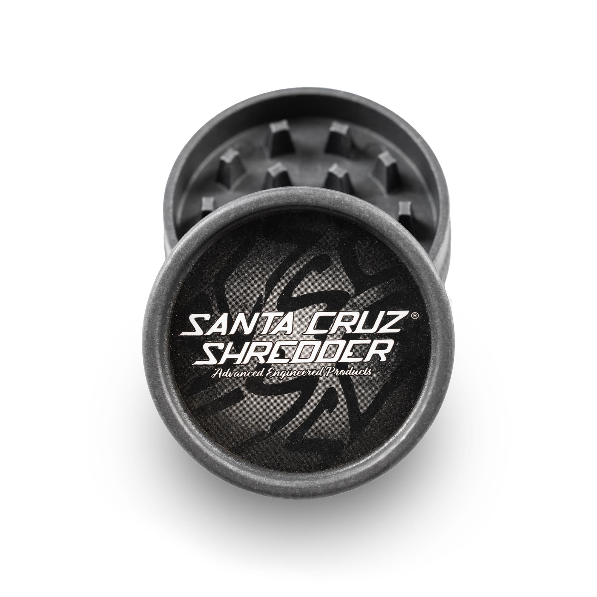 Santa Cruz Shredder Grinder for Herbs Knurled Top for Stronger Grip 2-Piece Medium 2.2 (Black)