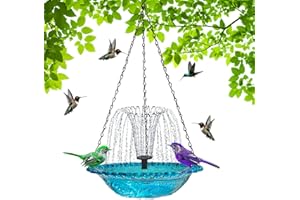 Solar C-ascade Hanging Bird Bath Fountaines, Solar Powered Birdbath Water Fountaines Dispenser, Outdoors Decoration Bath Show